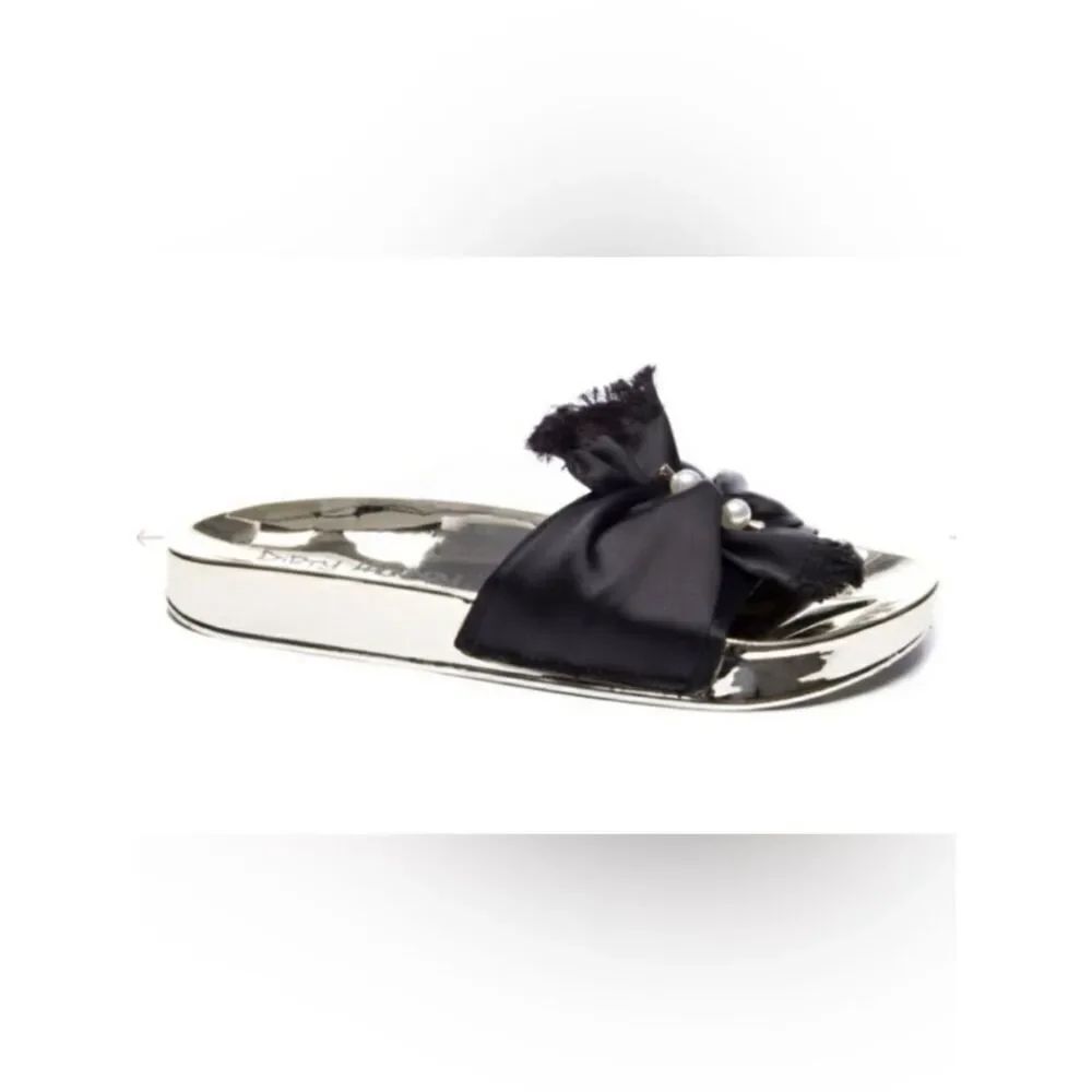 Dirty Laundry May Knotted Slid Sandals Black /Gold Size 8